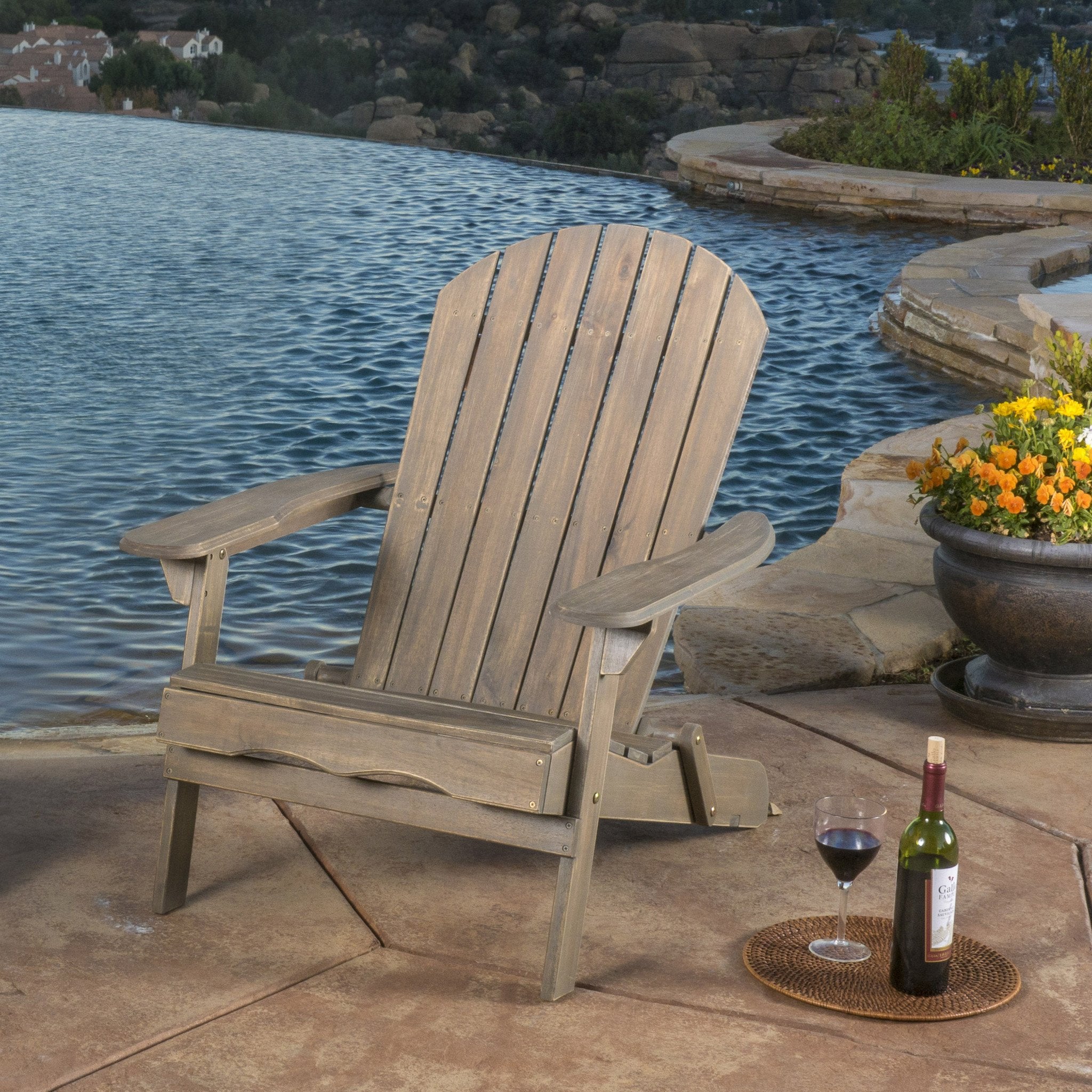 Milan Outdoor Acacia Wood Folding Adirondack Chair