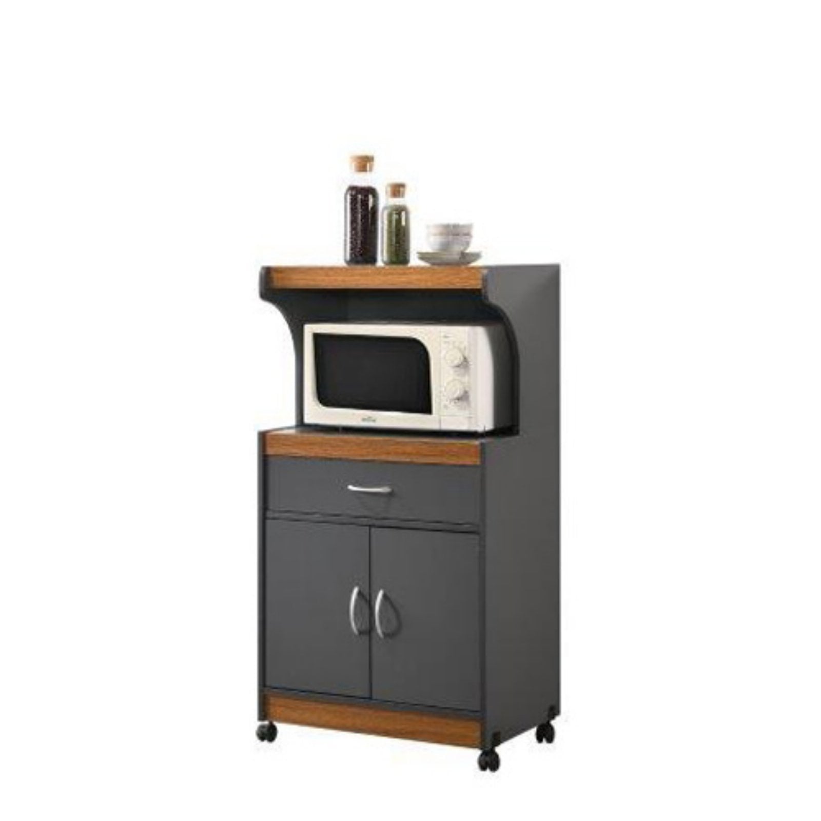 Hodedah Imports HIK72 Microwave Kitchen Cart