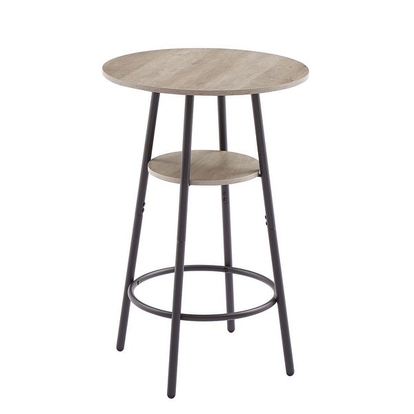 3Pieces Bar Table Set with Double -layer Round Bar Table and 2 Stools