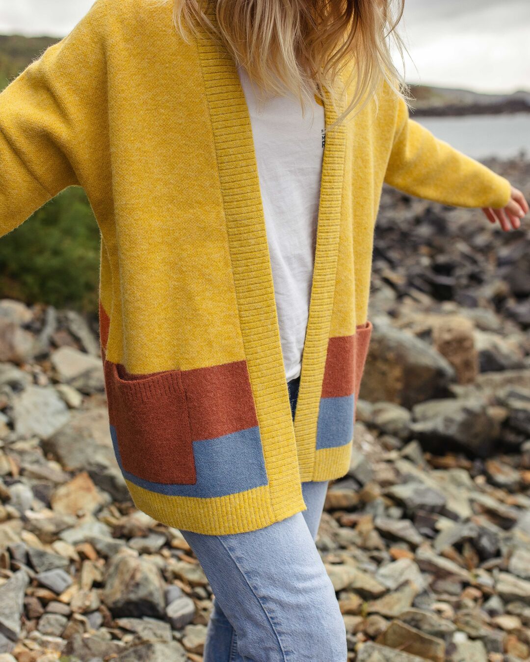 Vista Recycled Knitted Cardigan - Amber Gold