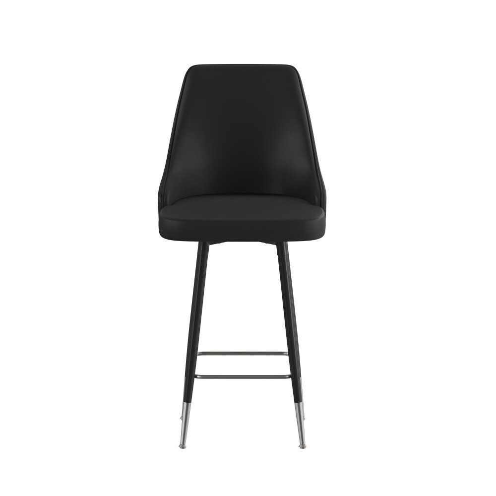 Armless Upholstered Counter Stools with Accented Metal Frames