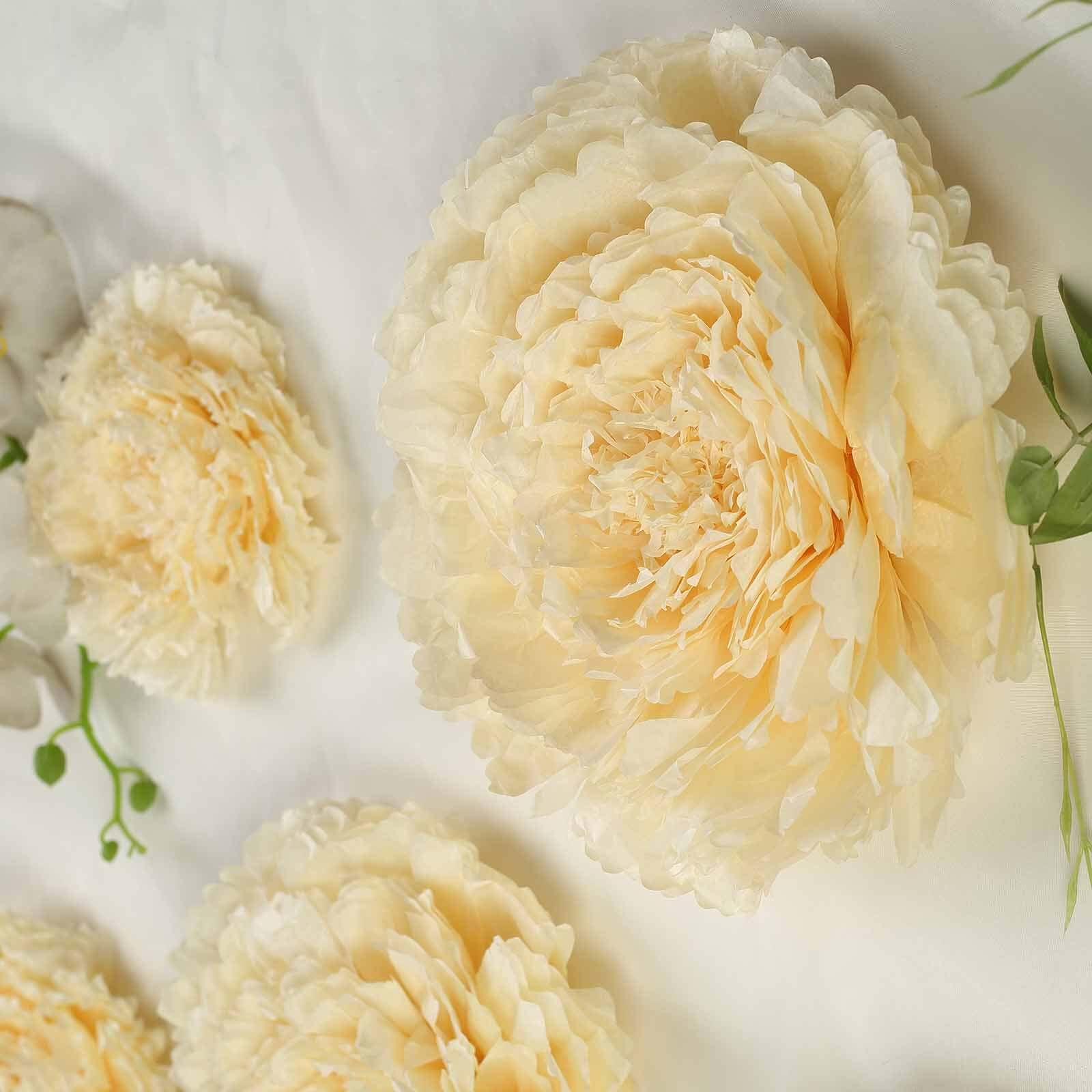 Set of 6 Ivory / Cream Carnation 3D Paper Flowers Wall Decor 7