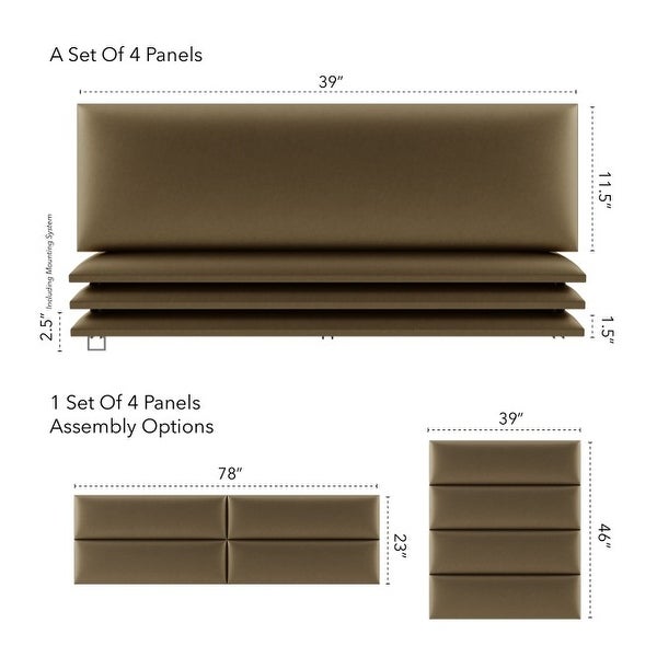 Vant Upholstered Headboards - Gold - 39 Inch - Set of 4 panels - - 12246078