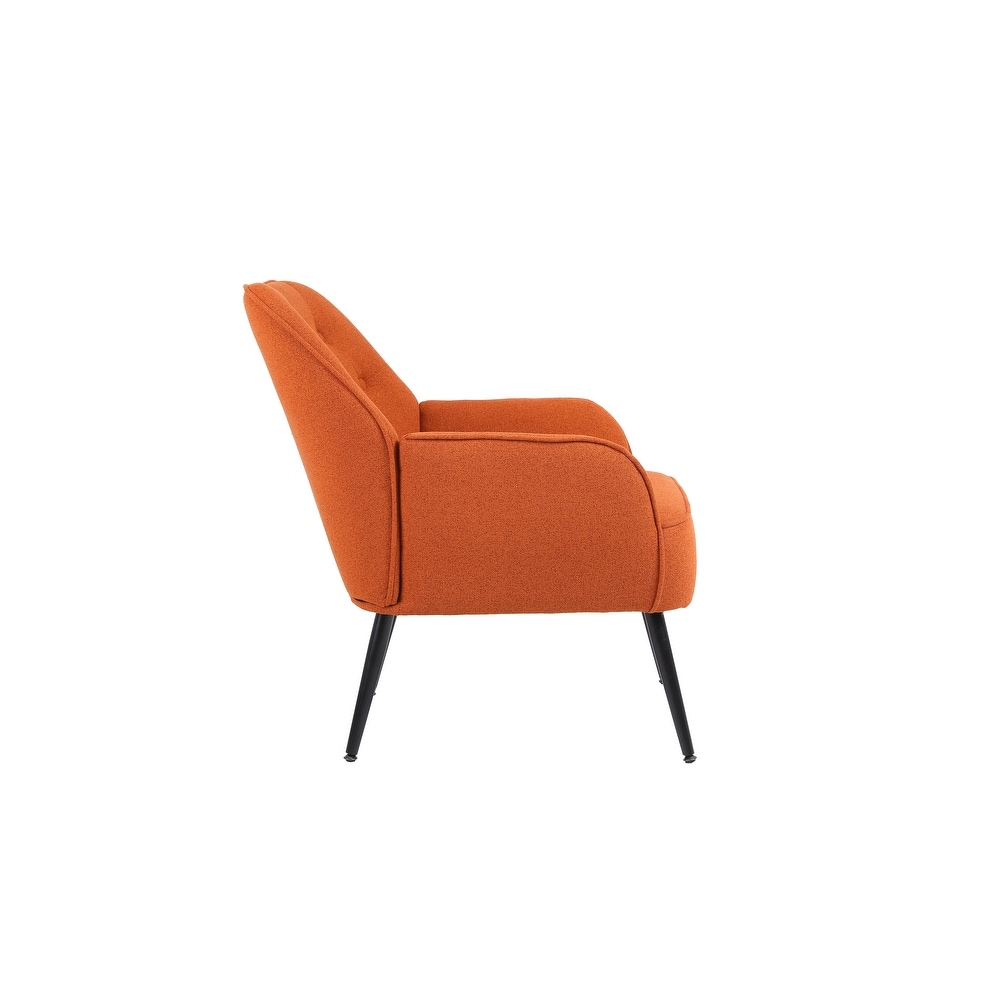 Modern Sloped Arms Armchair Orange Velvet Barrel Chair Lounge Chairs Button Tufted Dining Desk Chairs Single Sofa Side Chairs