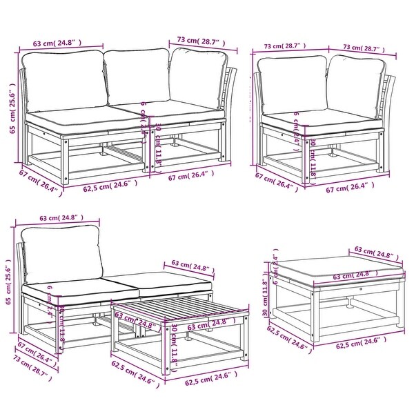 vidaXL Patio Sofa with Cushions 2Seater Outdoor Loveseat Solid Wood Acacia