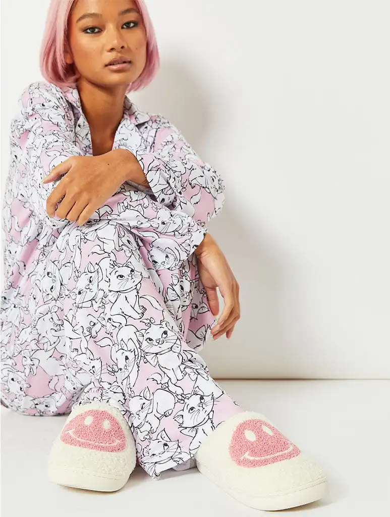 Pink Happy Face Slippers