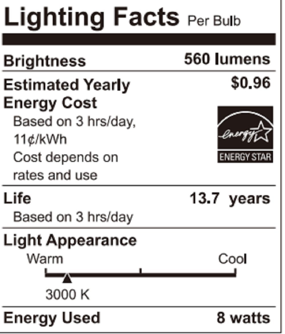 Great Value Glass LED 40°Flood Light 8W， Soft White， E26 base， 2PK