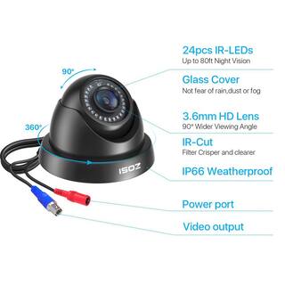 ZOSI Wired 1080p Outdoor Dome Security Camera 4-in-1 Compatible for TVICVIAHDCVBS DVR 1AC-4312C-BS-N