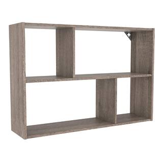 ClosetMaid 16.34 in. H x 23.98 in. W x 6.02 in. D Weathered Teak Wood Mini Offset 4-Compartment Cube Organizer 5436