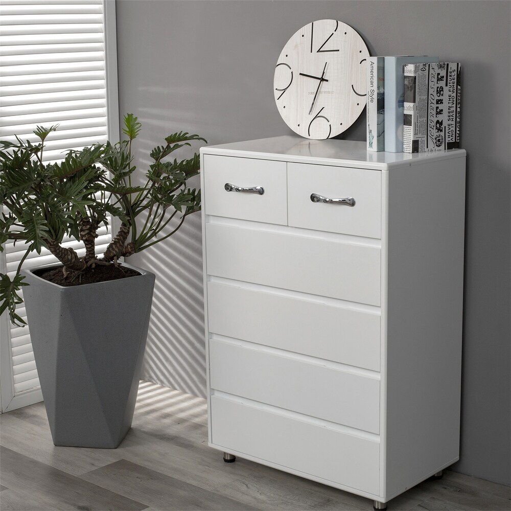 Cabinet Six Drawers Side Table Storage Multi Scene Applicable White