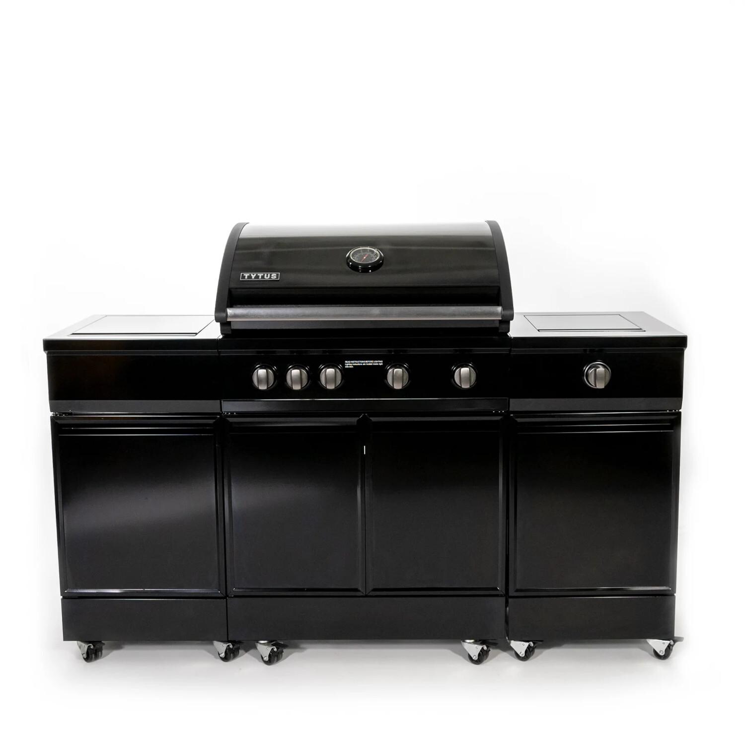 TYTUS Onyx Black 4-Burner Propane Gas Grill Island W/ Sear Burner and Ice Bucket