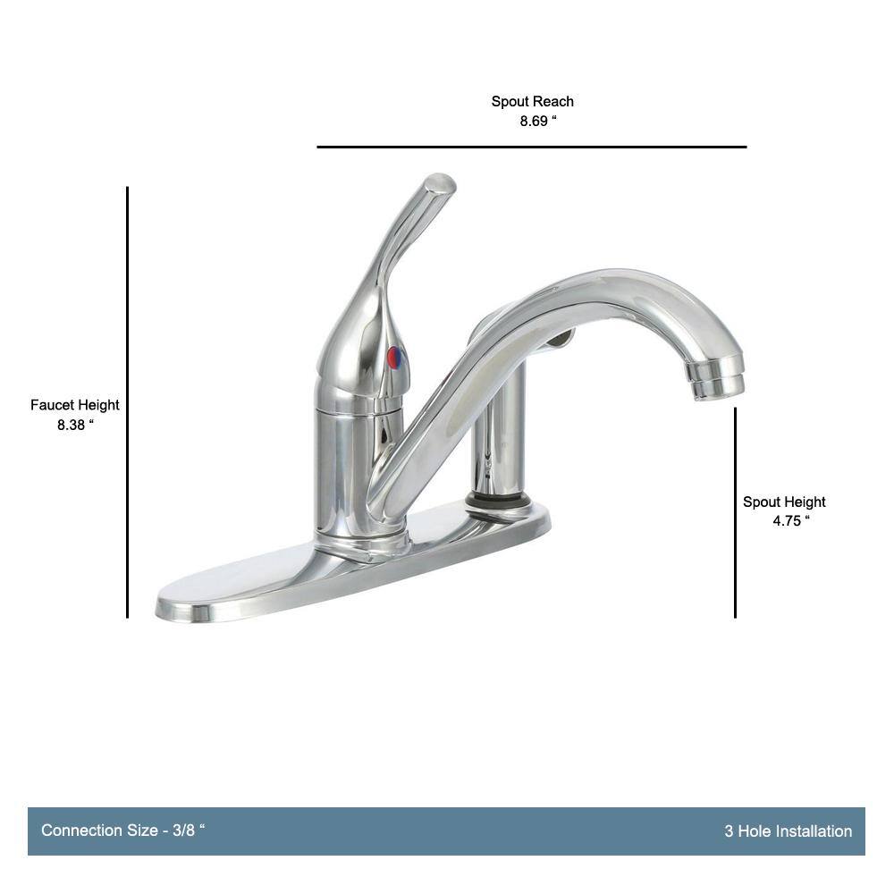 Delta Classic Single-Handle Standard Kitchen Faucet with Side Sprayer in Polished Chrome 300-DST