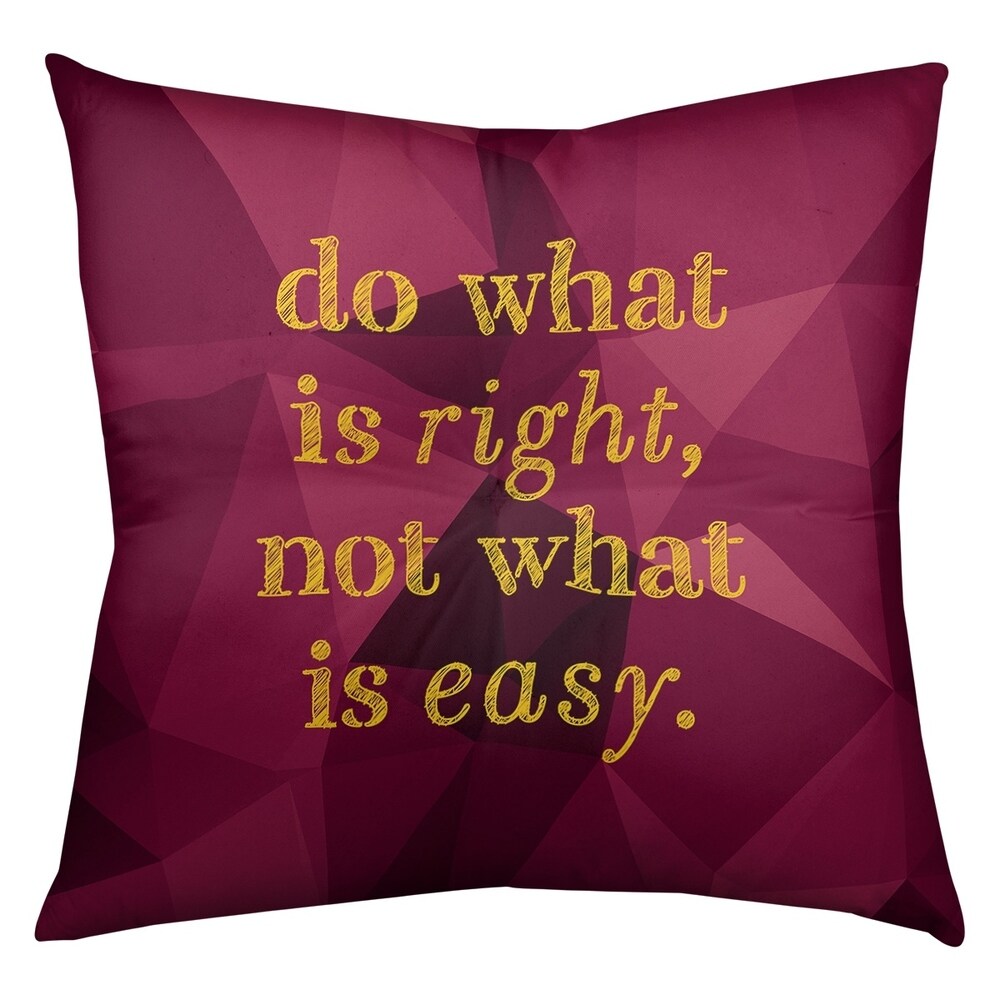 Quotes Faux Gemstone Do What is Right Quote Floor Pillow   Square Tufted