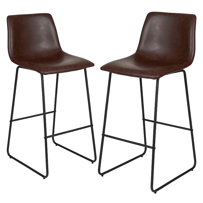 Flash Furniture Faux Leather Bar Stool 2-piece Set