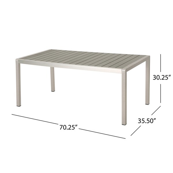 Cape Coral Aluminum Faux Wood Dining Table by Christopher Knight Home