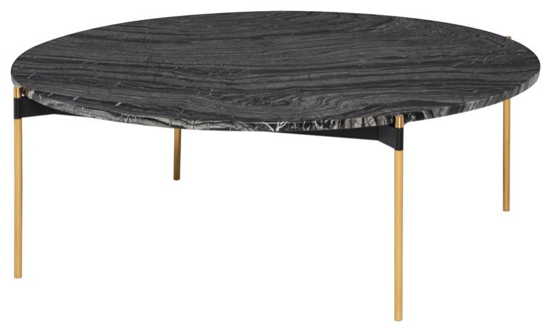 Brunello Coffee Table Black Wood Vein Marble Top Brushed Gold   Contemporary   Coffee Tables   by V.S.D Furniture  Houzz