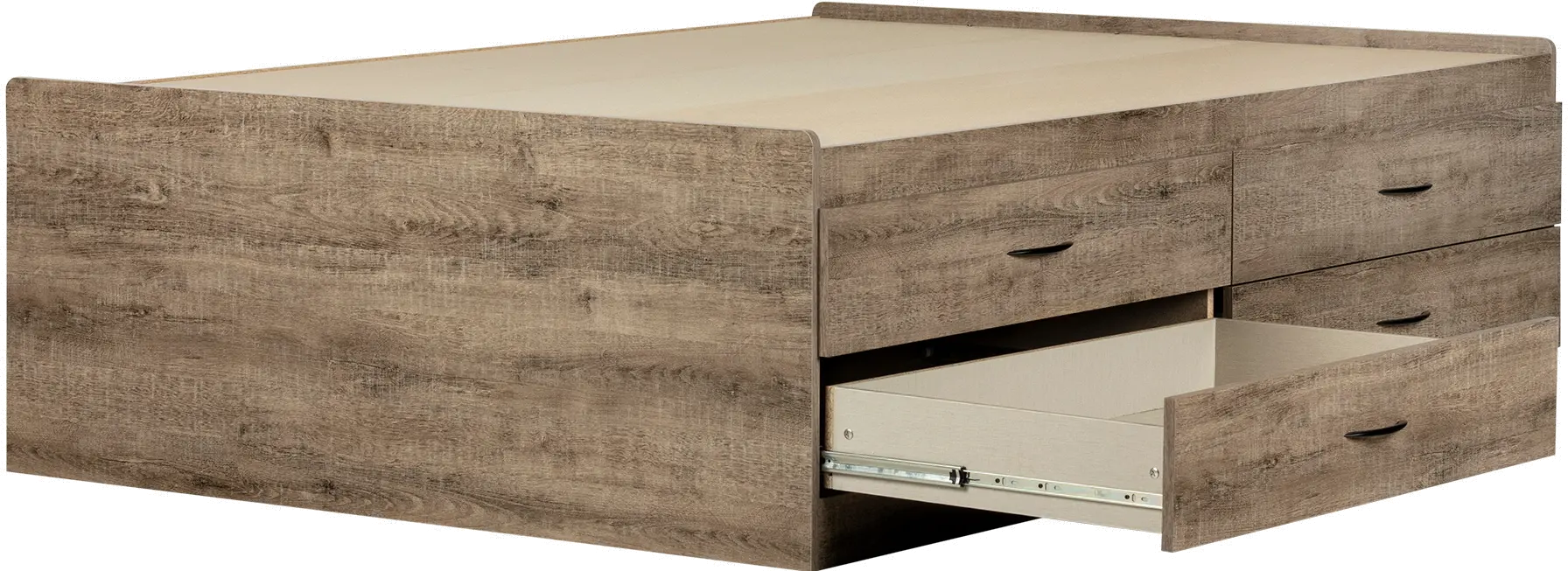 Weathered Oak Full Storage Bed with 4 Drawers - South Shore