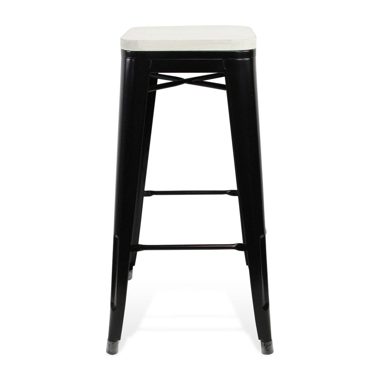 Cheungs Metal Stool With Black Frame And White Seat， Large