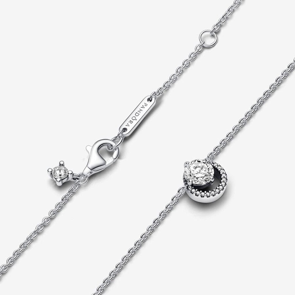 PANDORA  Sparkling Round Halo Pendant Collier Necklace - Sterling Silver