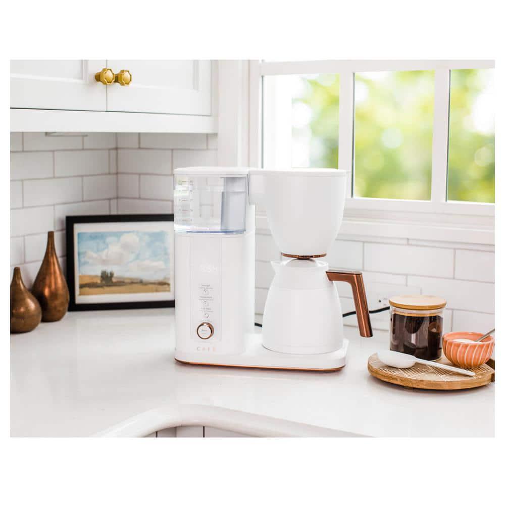 Cafe 10 Cup Matte White Specialty Drip Coffee Maker with Insulated Thermal Carafe and WiFi connected