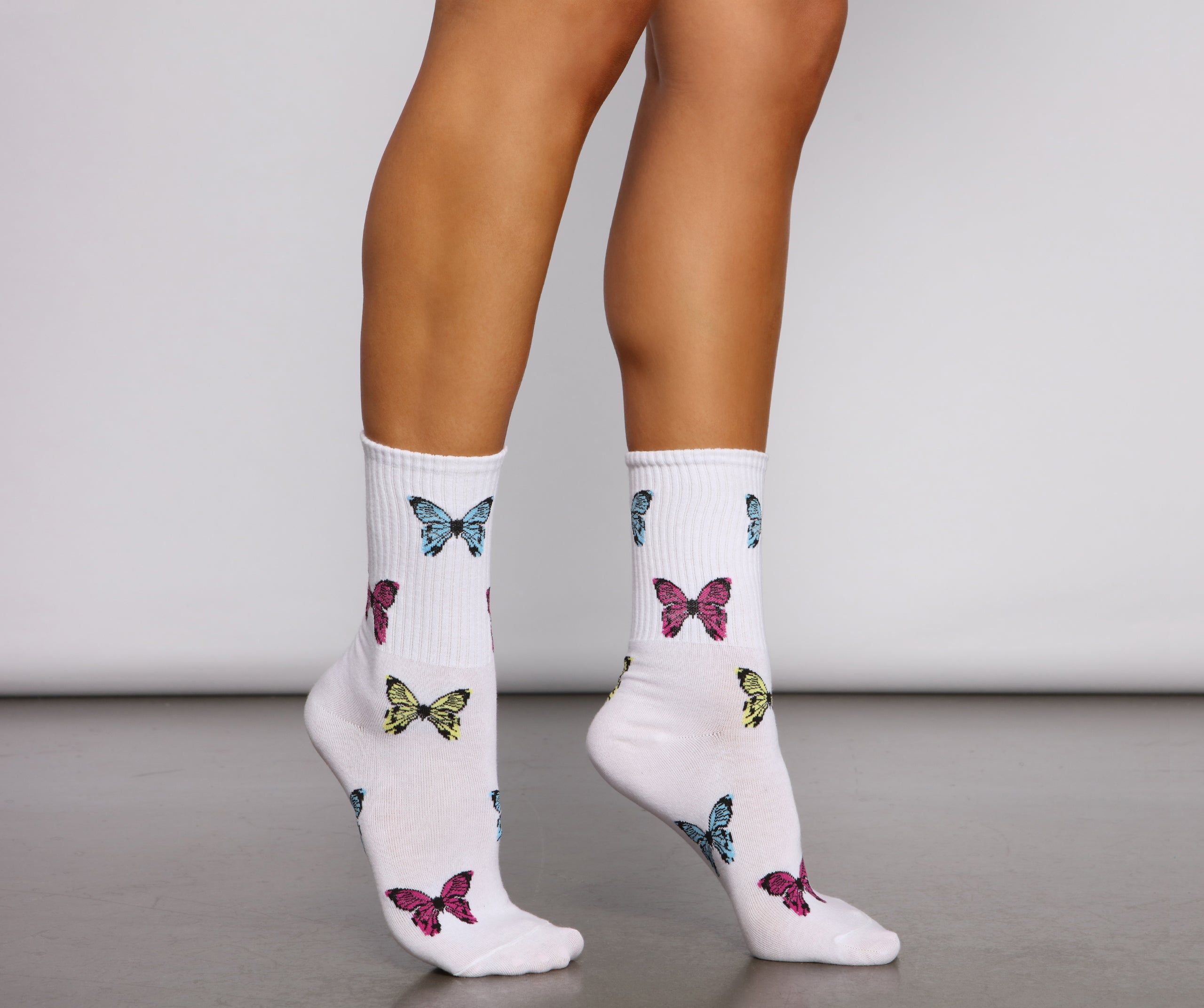 Two Pack Butterfly Crew Socks