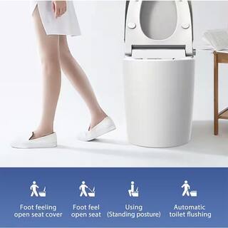 Xspracer Victoria Smart One-Piece 1.27 GPF Single Flush Round Automatic Flush with Foot Sensor Toilet in White Seat Included JH-SMT16789