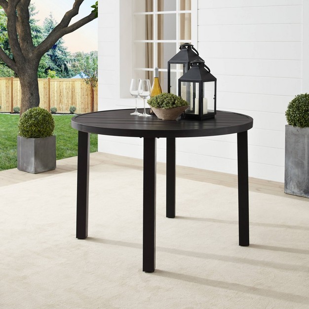 Outdoor Steel Round Dining Table Bronze Crosley