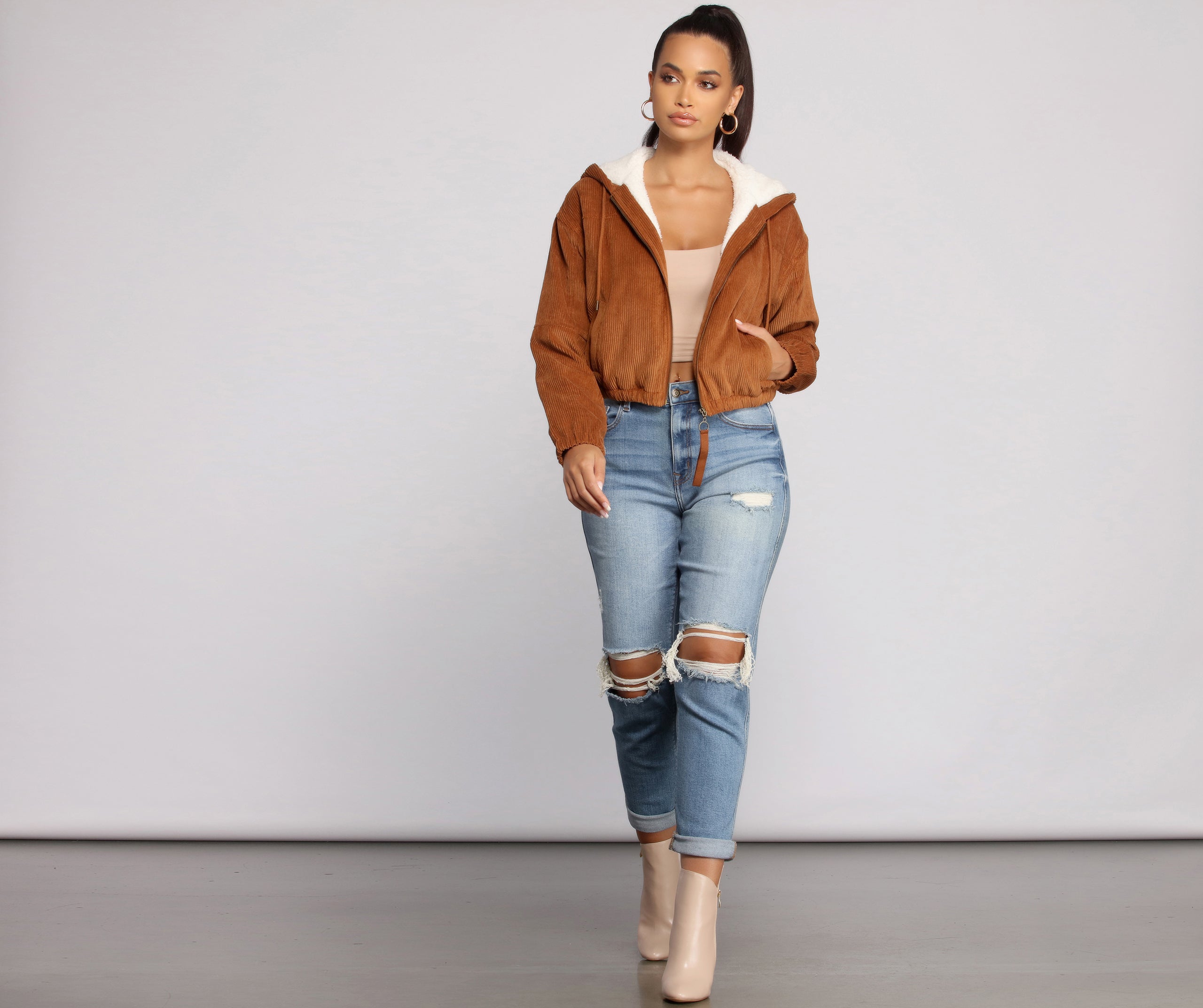 Corduroy Cutie Cropped Sherpa Jacket