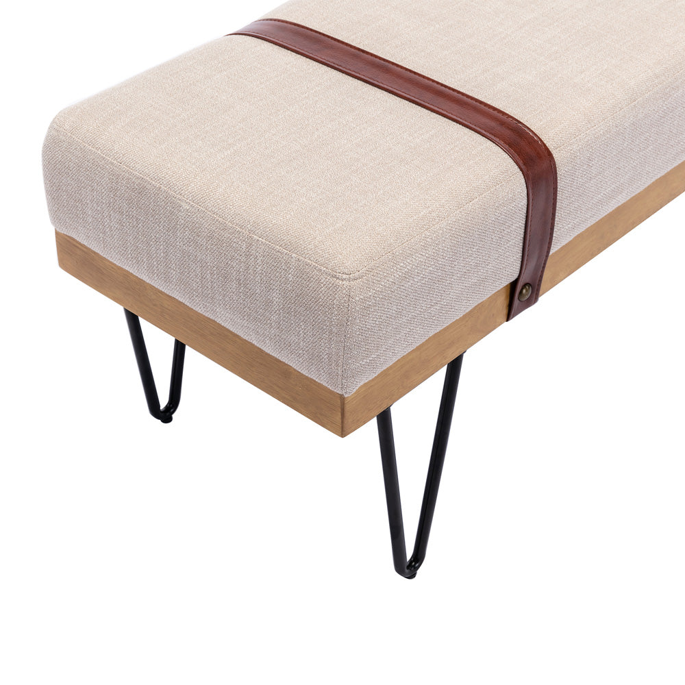 iYofe End of Bed Bench for Bedroom, Faux Leather Upholstered Bedroom Bench, Modern Entryway Bench with Metal Legs and 44