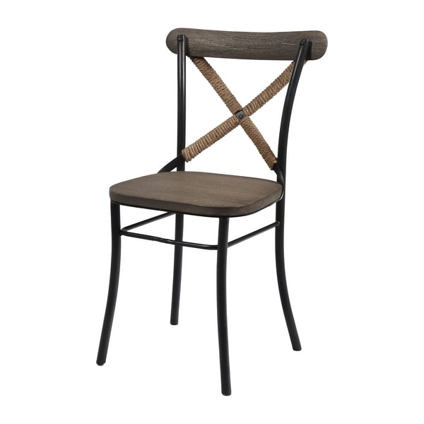 Hornell Mango and Metal Cross Back Dining Chairs (Set of 2)