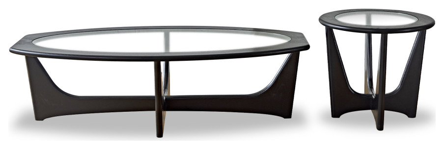 Glass Top Black Wooden Side Table  Liang  ampEimil Sculpto   Transitional   Side Tables And End Tables   by Oroa   Distinctive Furniture  Houzz