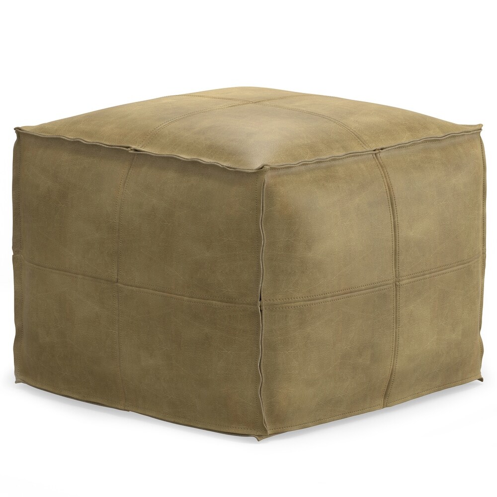 WYNDENHALL Erving Boho Square Pouf in Leather