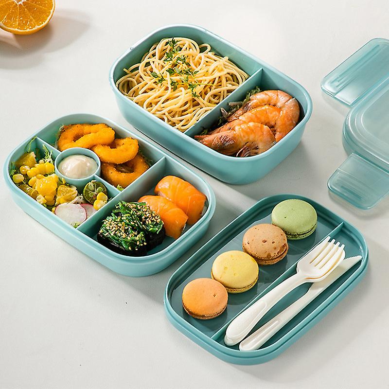 Stackable Bento Box 3 Layers All-in-One Lunch Containers with 8 Compartments for Adults and Kids