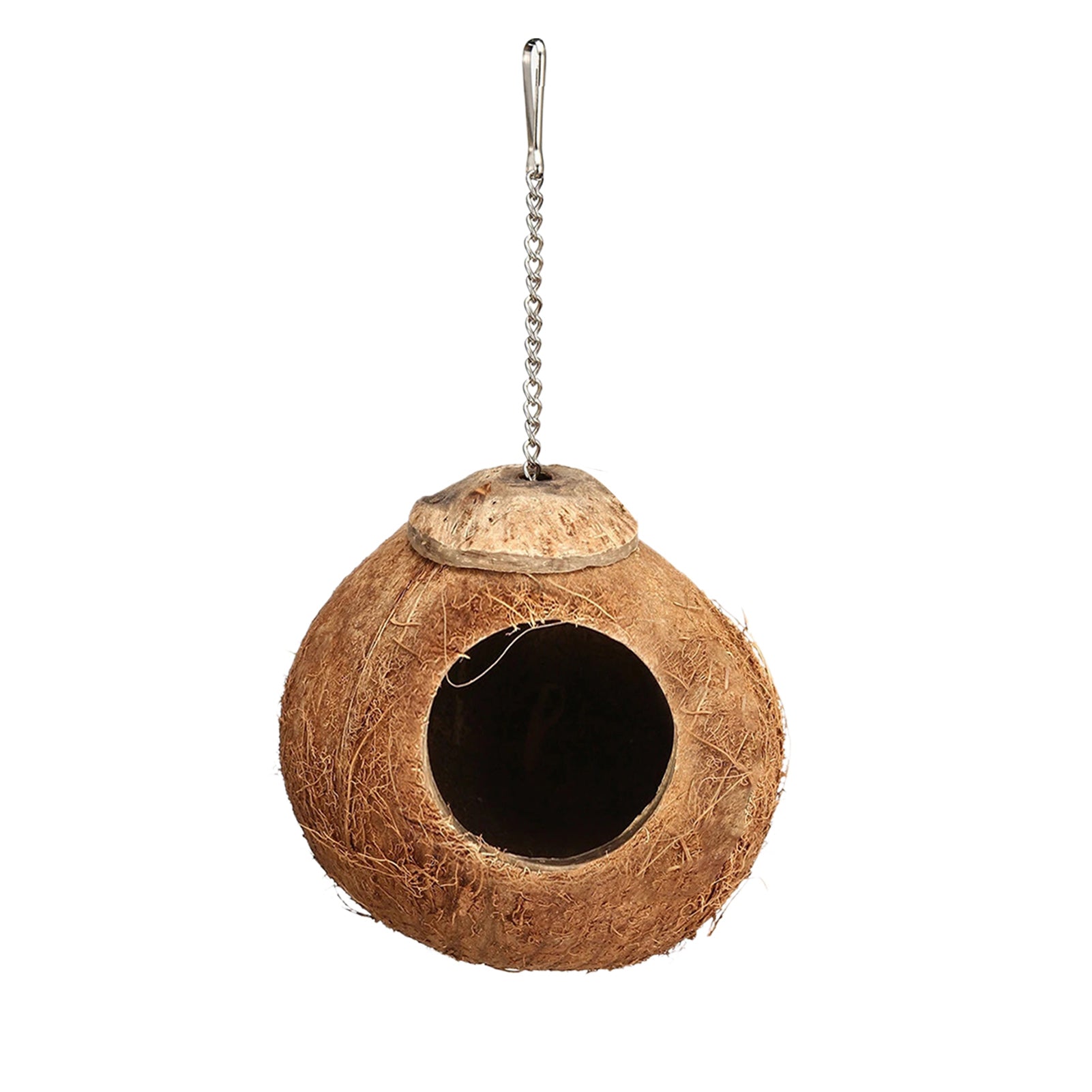 Coconut Birds Nest， Bird Cage with Climbing Ladder， Coconut Hide Bird Shell Breeding Nest for Parrot Parakeet Lovebird Finch Canary