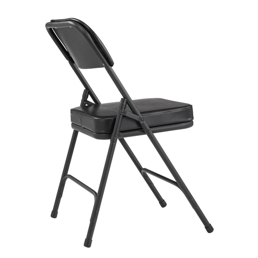 National Public Seating 3200 Series Premium 2 in. Vinyl Upholstered Double Hinge Folding Chair Black (Pack of 2) 3210