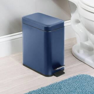 Dracelo 1.3 Gal. Bathroom Small Metal Lidded Step Trash Can with Removable Liner Bucket in Blue B091BC3BP8