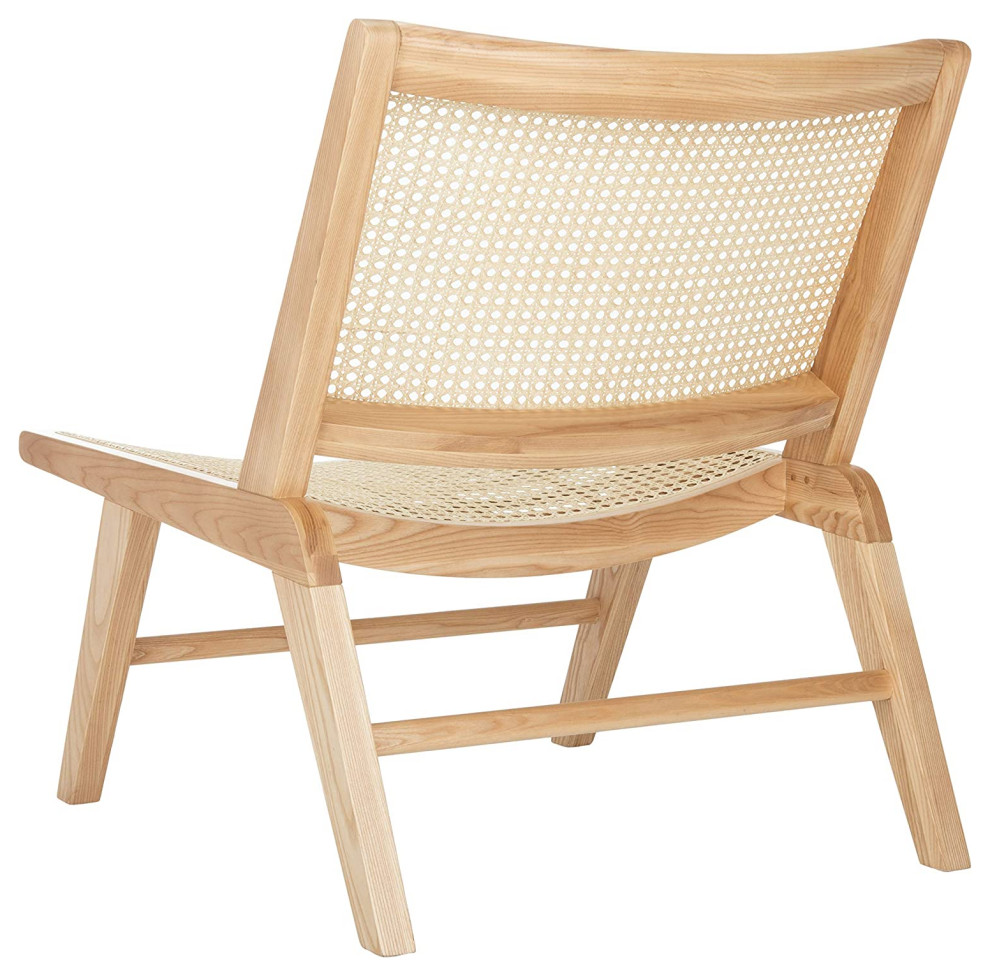 Coastal Accent Chair  Natural Wooden Frame With Rattan Seat  ampBack  Unfinished   Transitional   Armchairs And Accent Chairs   by Decor Love  Houzz