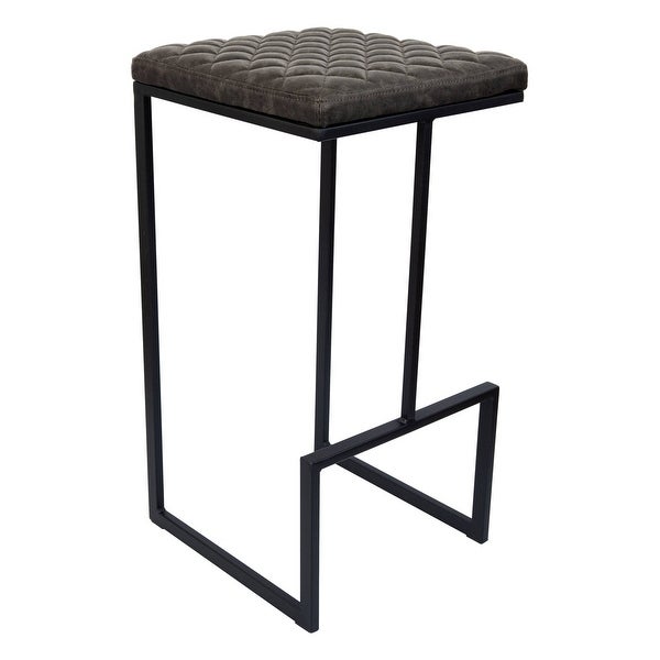 LeisureMod Quincy Modern Leather Barstool With Metal Frame Set of 2 - 29-Inches