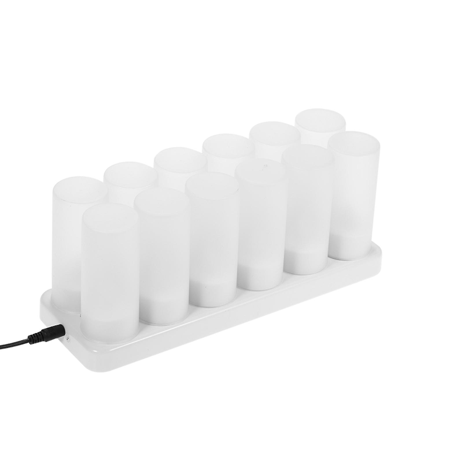 12 Pcs Led Candles，12 Pcs Frosted Cups， Charging Base， Ac Adapter， User Manual(english)