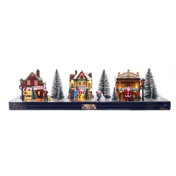 Kurt Adler 5.5Inch BatteryOperated LED Lit Christmas Village，17 Piece Set