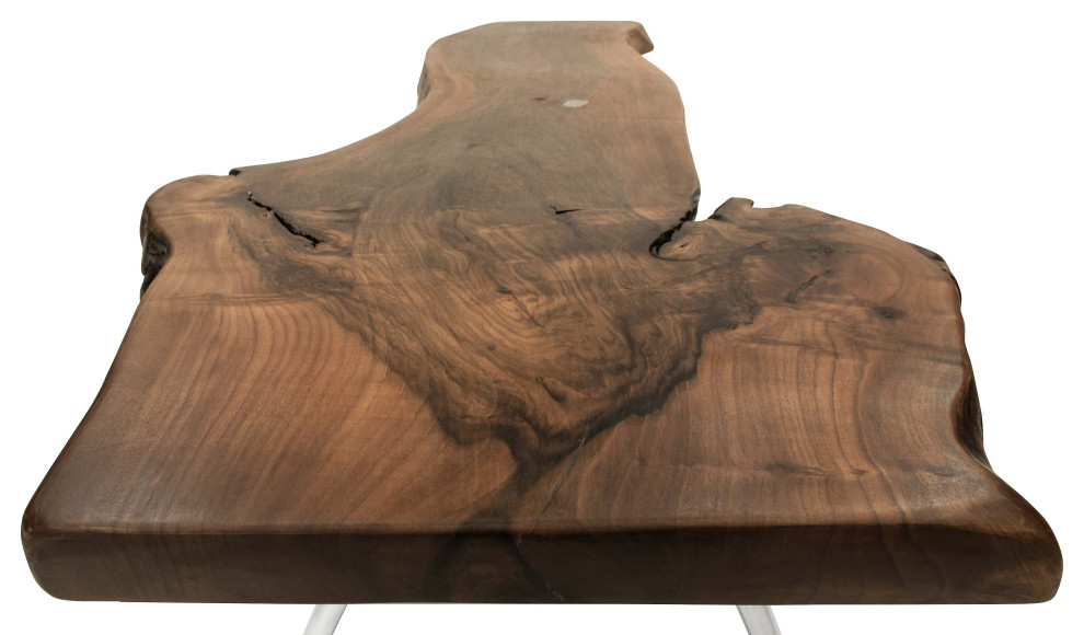 Walnut Slab Coffee Table with Cast Aluminium Legs 89 quotx30 quotx19 quot  Rustic   Coffee Tables   by Kilim Area Rugs  Houzz