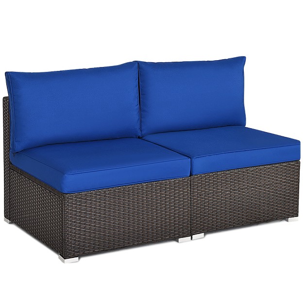 Costway 2pcs Patio Rattan Armless Sofa Sectional Furniture