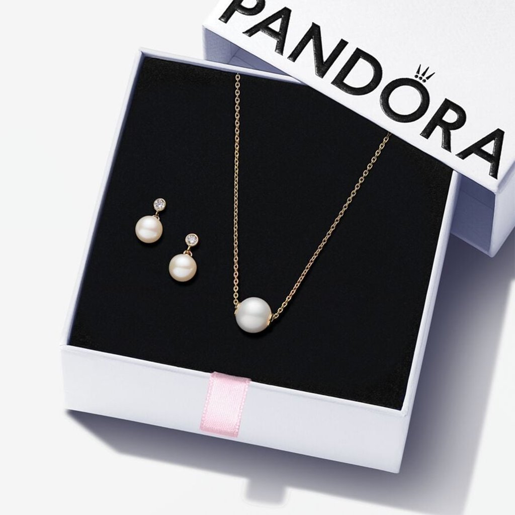 PANDORA  Gold Plated Pearl Jewelry Set