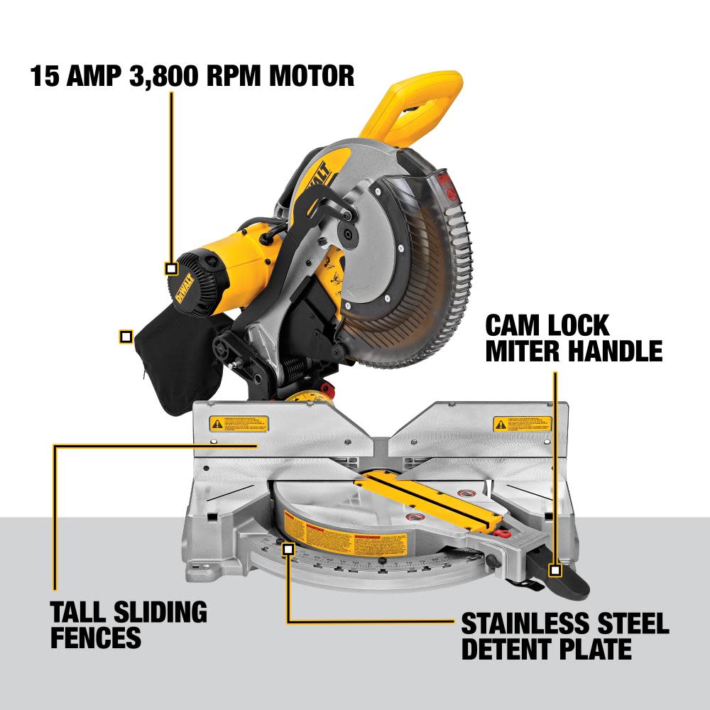 DEWALT 12 15 Amp Dual Bevel Compound Miter Saw ;