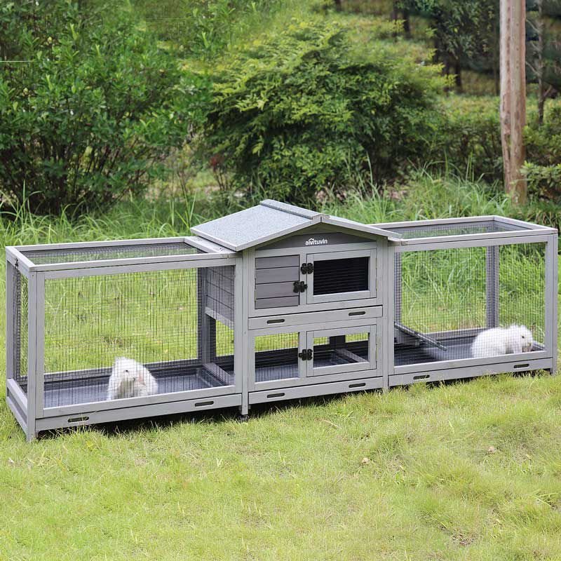 Aivituvin-AIR65 Indoor House Easy Moving Large Bunny Rabbit Hutch， Gray