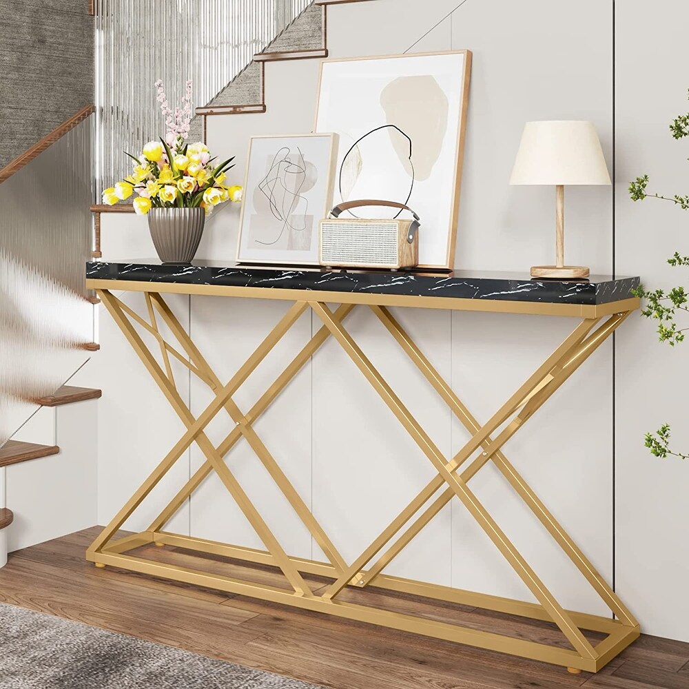 55 Inch Gold Console Table for Living Room  Entryway  Hallway