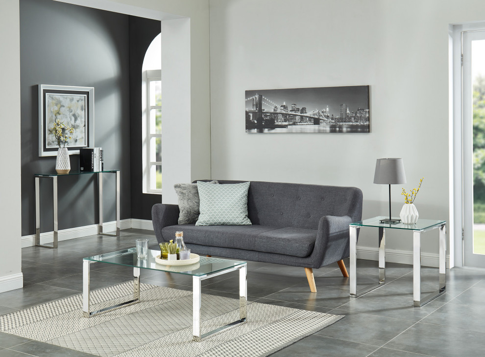 Stainless Steel and Glass Accent Table   Contemporary   Side Tables And End Tables   by HedgeApple  Houzz