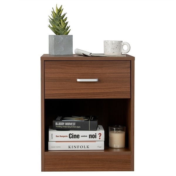 Costway Nightstand with Drawer Storage Cabinet Modern Beside End Table