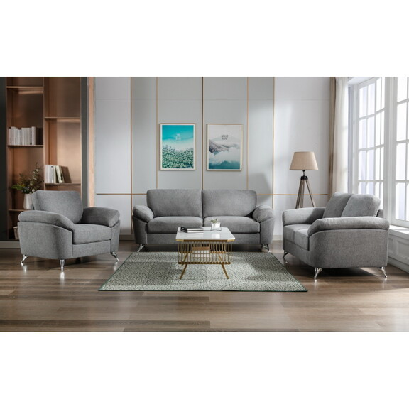 Villanelle Light Gray Linen Sofa Loveseat Chair Li...