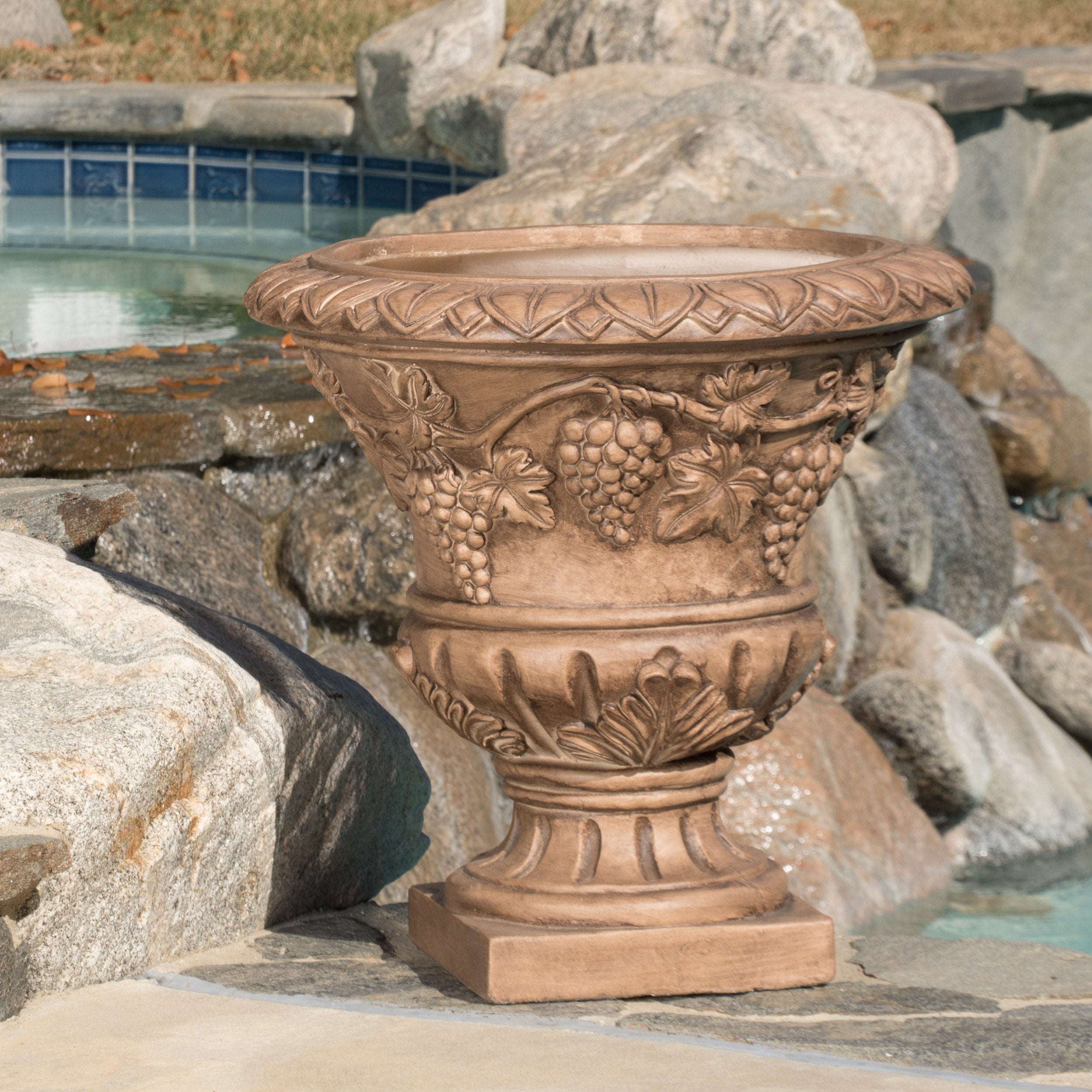 Porta Light Brown Roman Style Urn Planter